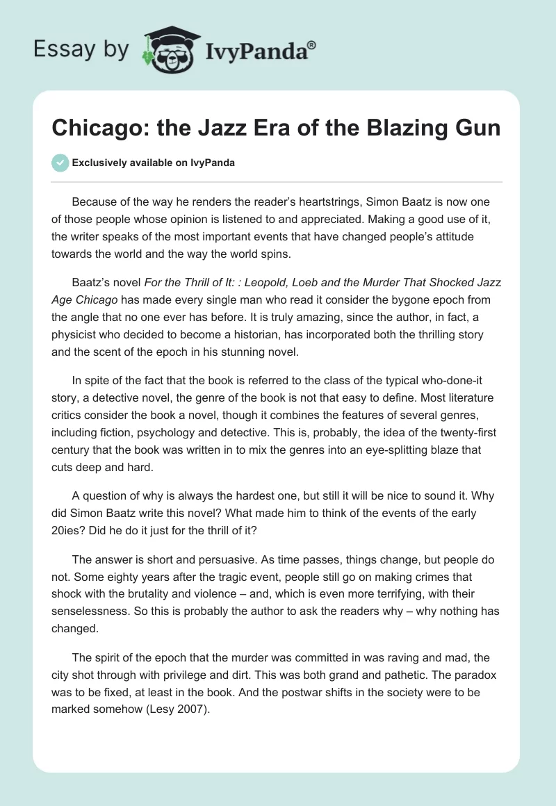 Chicago: the Jazz Era of the Blazing Gun. Page 1
