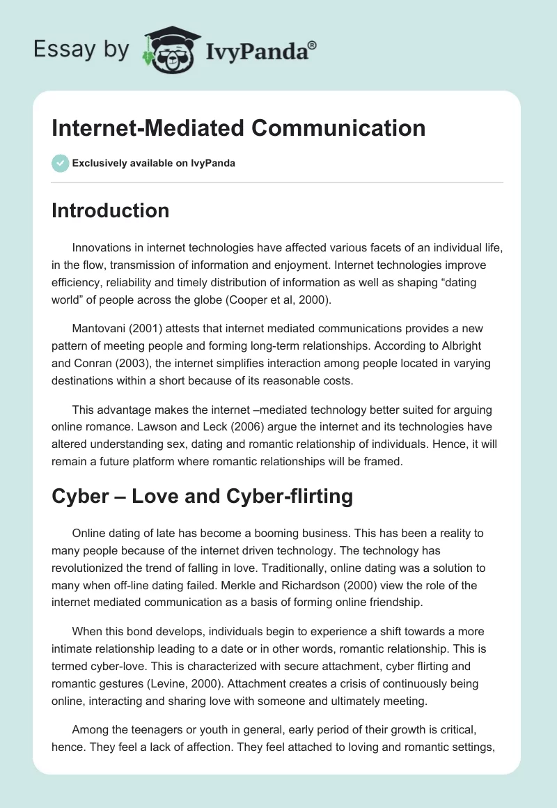 Internet-Mediated Communication. Page 1