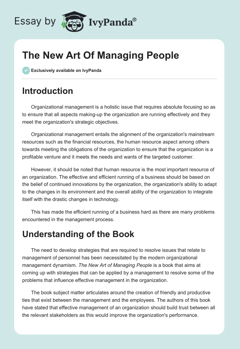 The New Art Of Managing People. Page 1