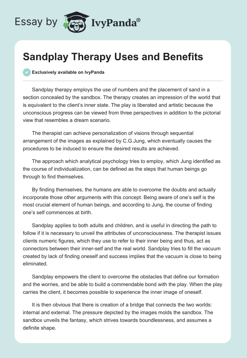 Sandplay Therapy Uses and Benefits. Page 1
