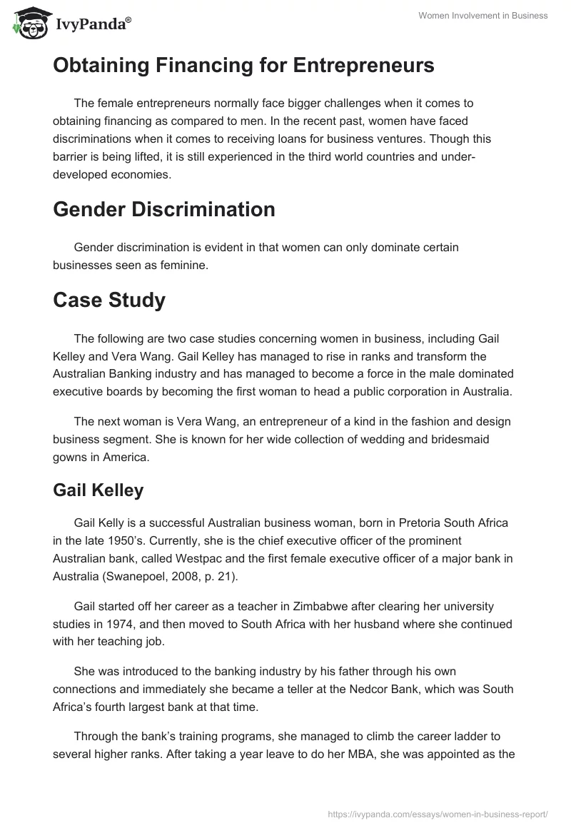 Women Involvement in Business. Page 5