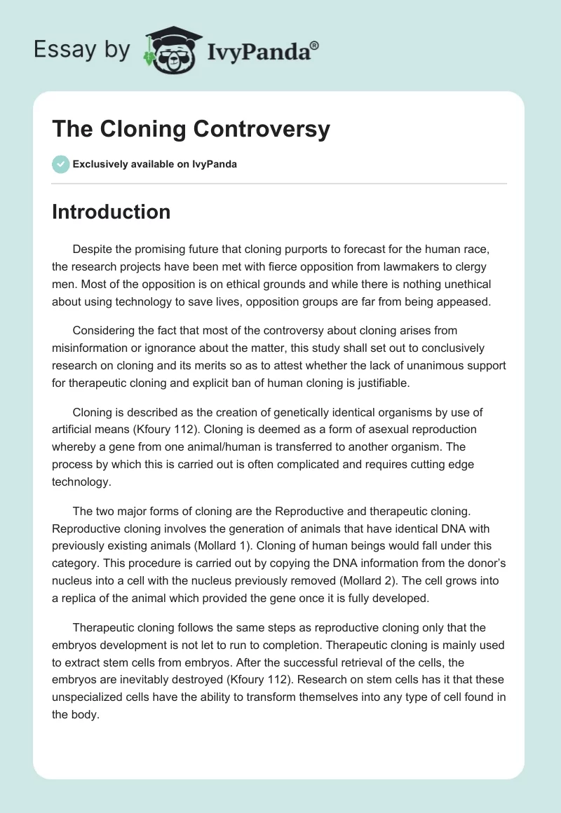 The Cloning Controversy. Page 1