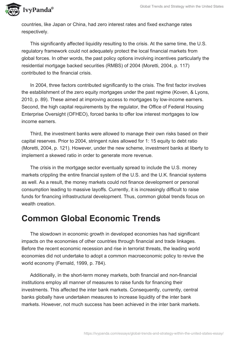 Global Trends and Strategy within the United States. Page 2