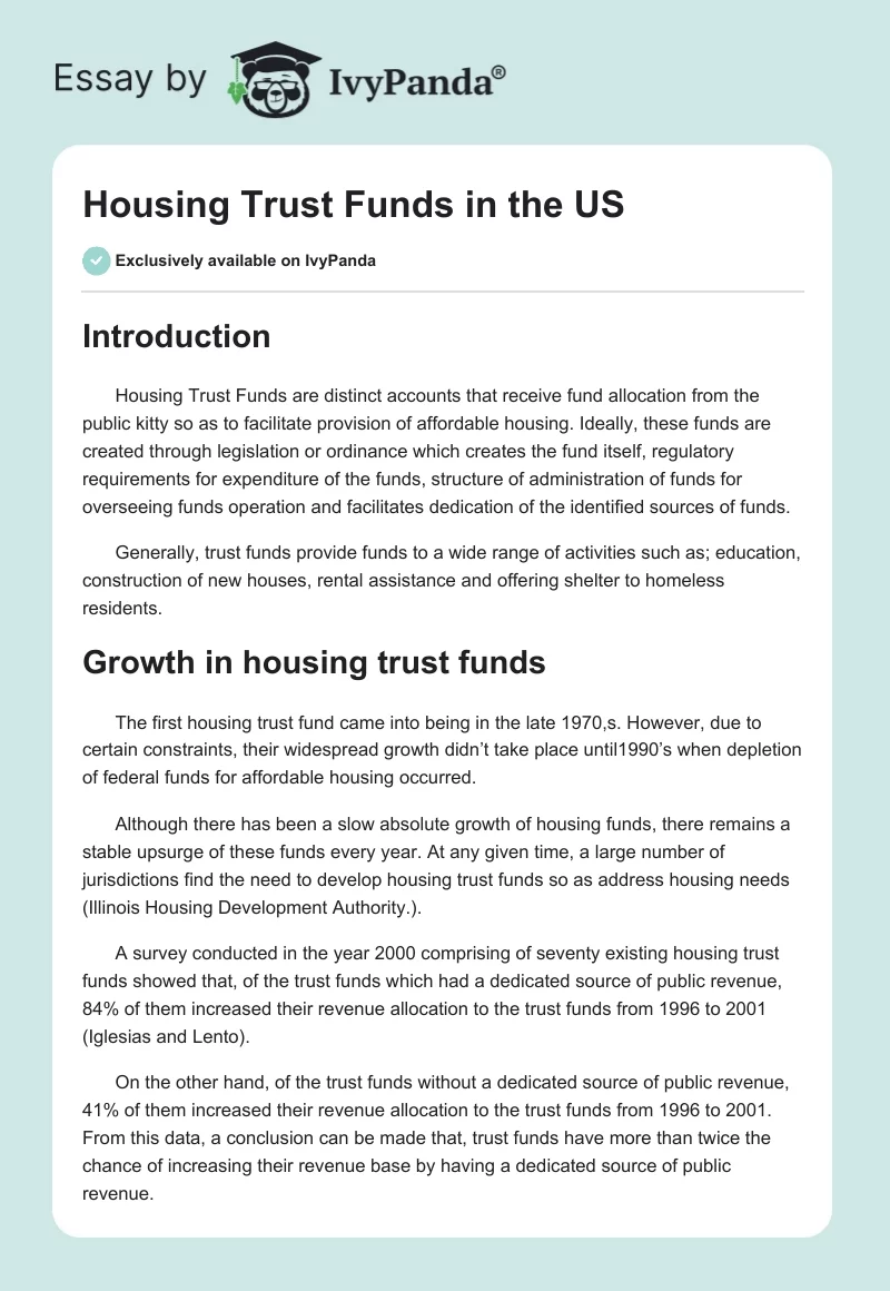 Housing Trust Funds in the US. Page 1