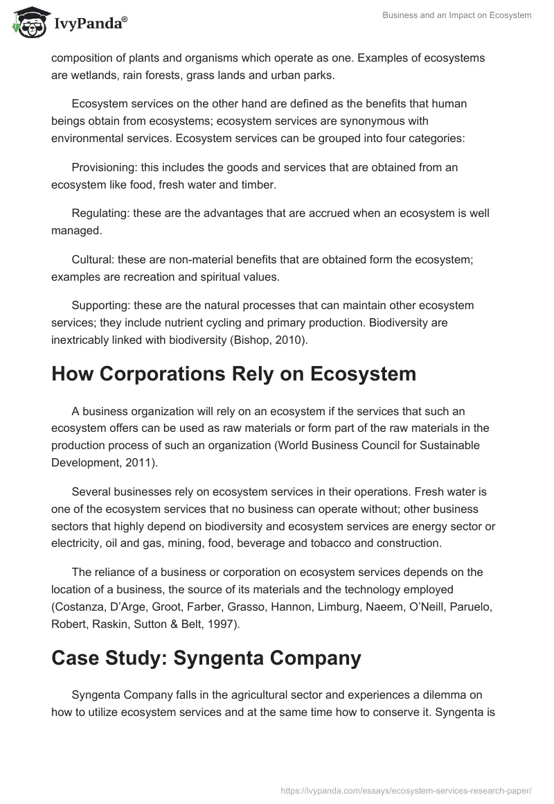 Business and an Impact on Ecosystem. Page 2