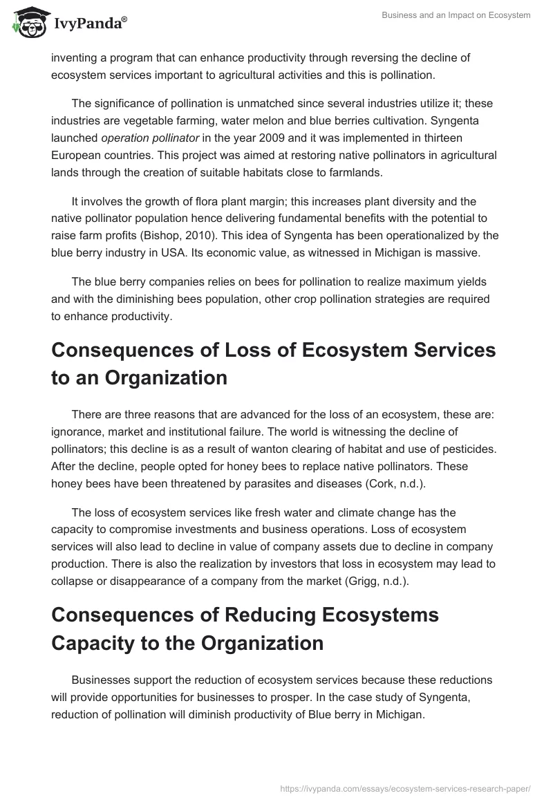 Business and an Impact on Ecosystem. Page 3