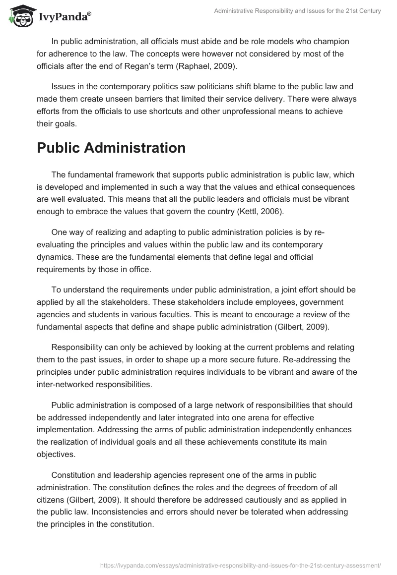 Administrative Responsibility and Issues for the 21st Century. Page 2