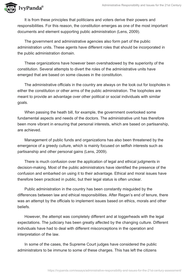 Administrative Responsibility and Issues for the 21st Century. Page 3