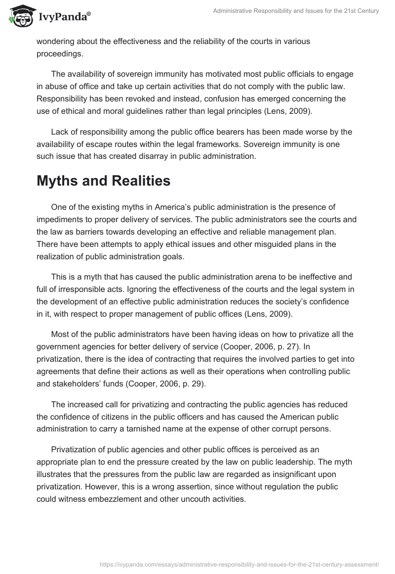Administrative Responsibility and Issues for the 21st Century. Page 4