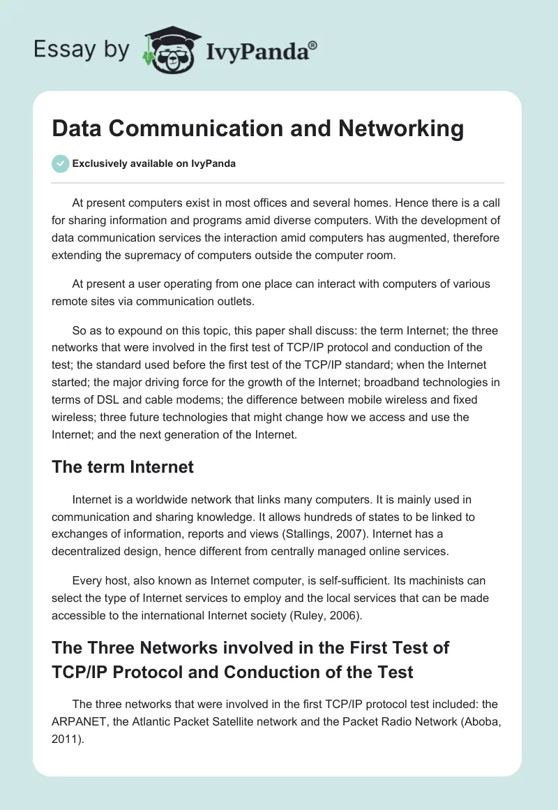 Data Communication and Networking. Page 1
