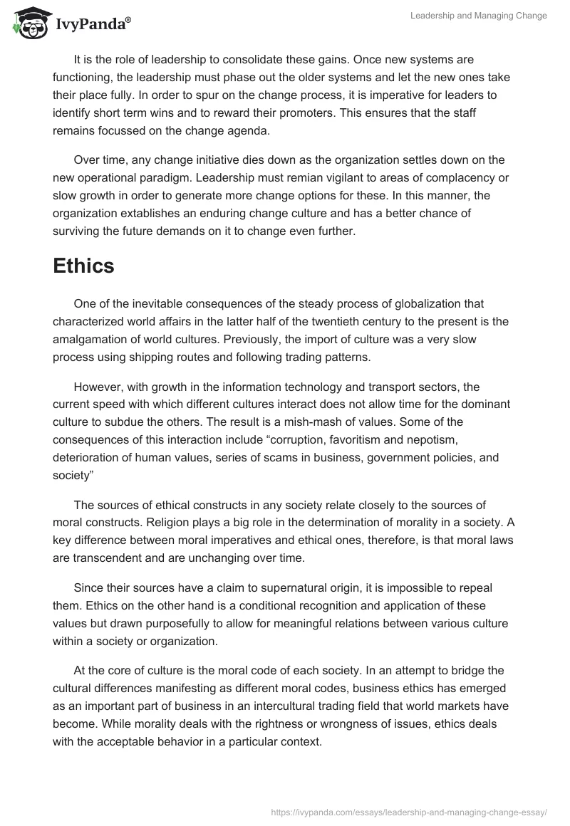 Leadership and Managing Change. Page 3