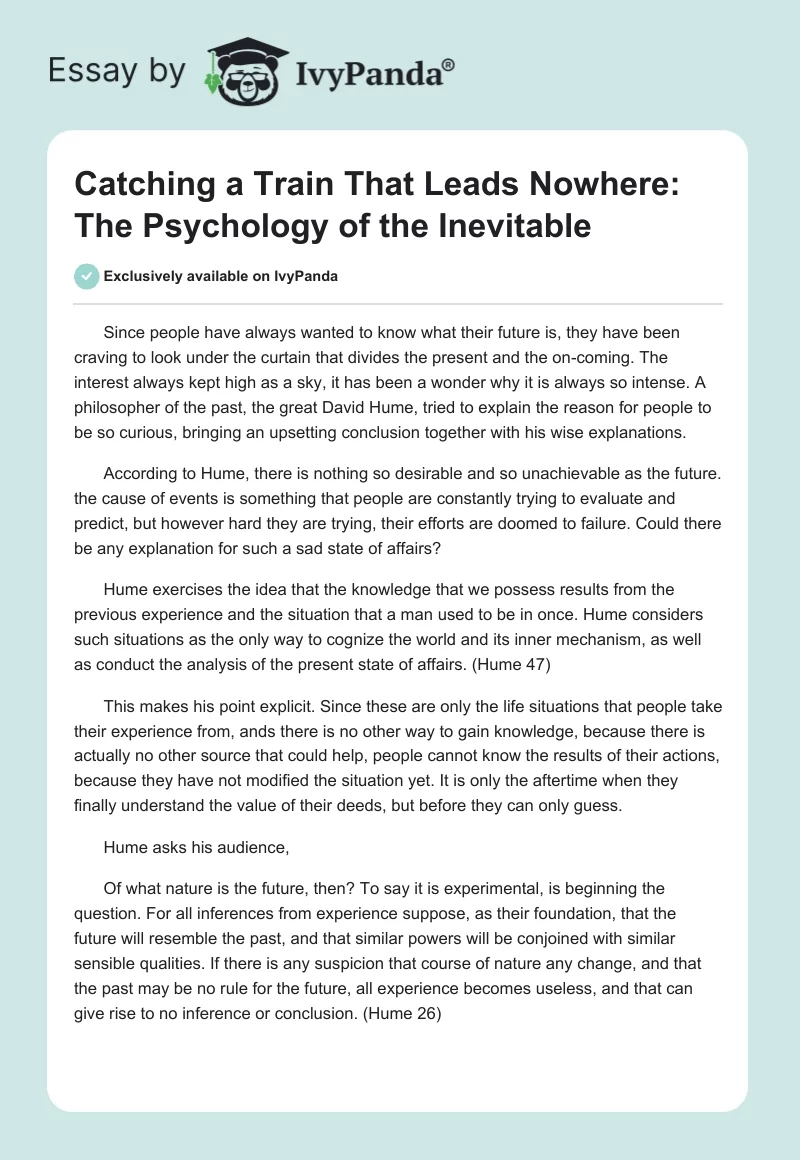 Catching a Train That Leads Nowhere: The Psychology of the Inevitable. Page 1