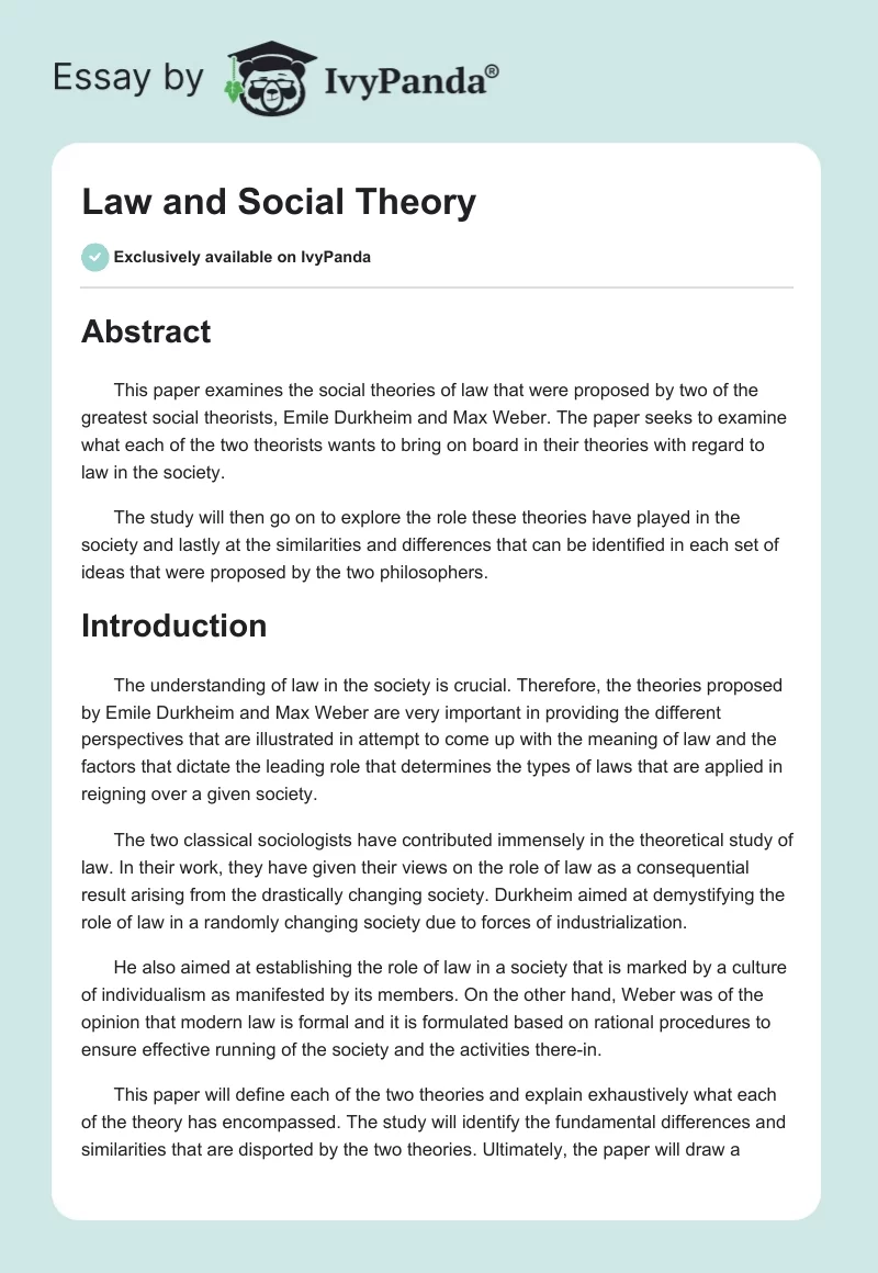 Law and Social Theory. Page 1