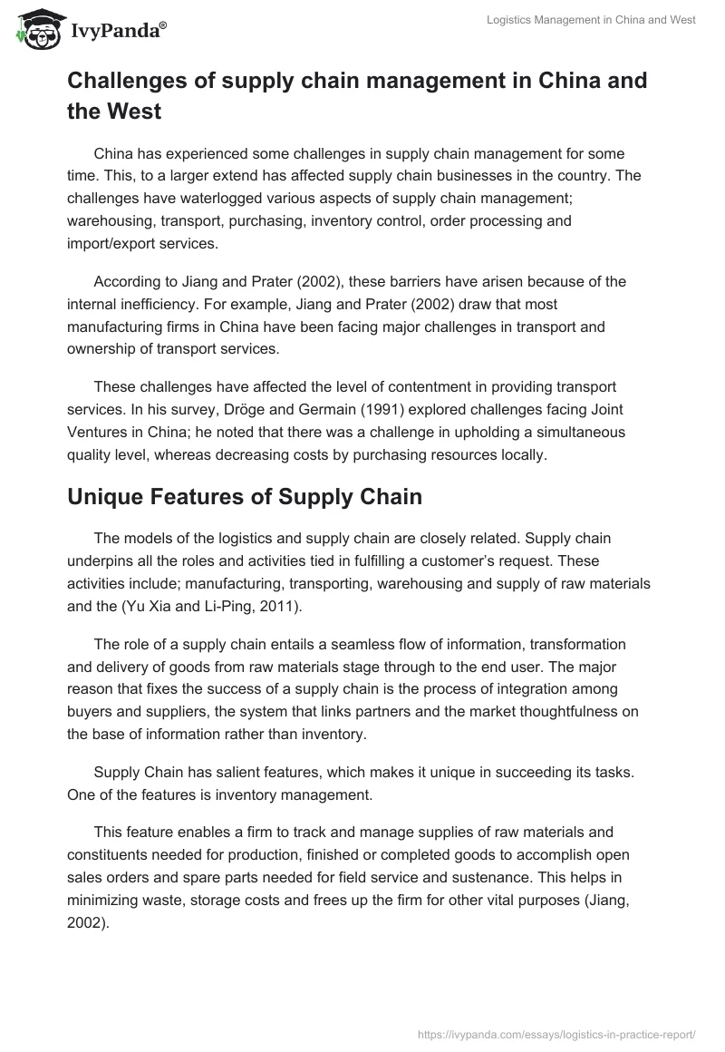 Logistics Management in China and West. Page 4