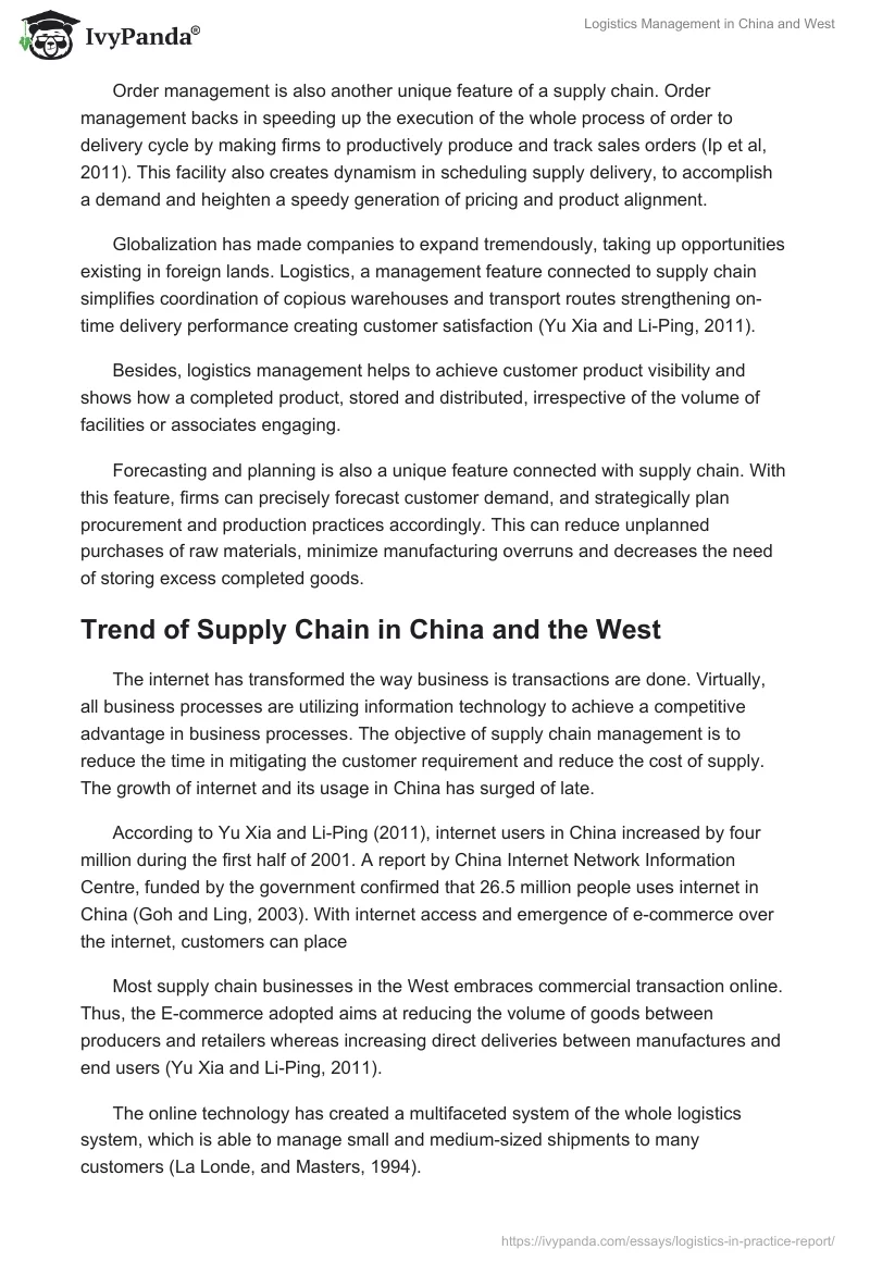 Logistics Management in China and West. Page 5