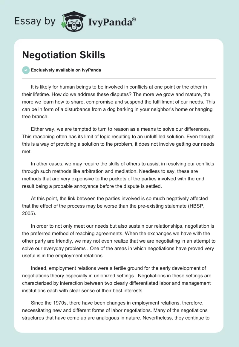 Negotiation Skills. Page 1