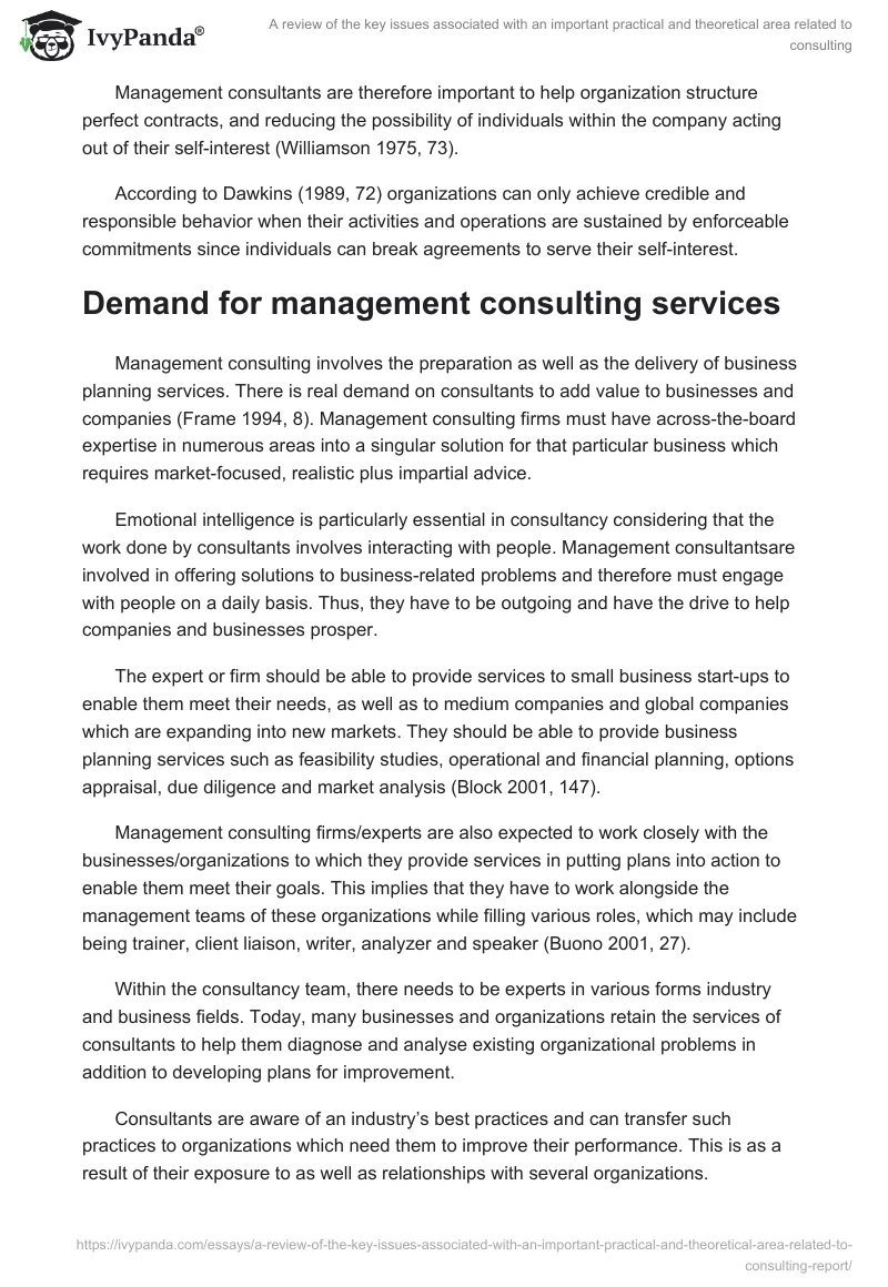A review of the key issues associated with an important practical and theoretical area related to consulting. Page 3