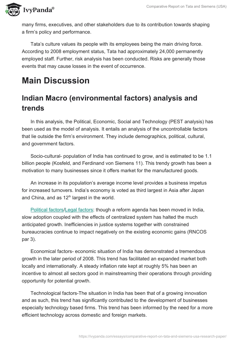 Comparative Report on Tata and Siemens (USA). Page 2