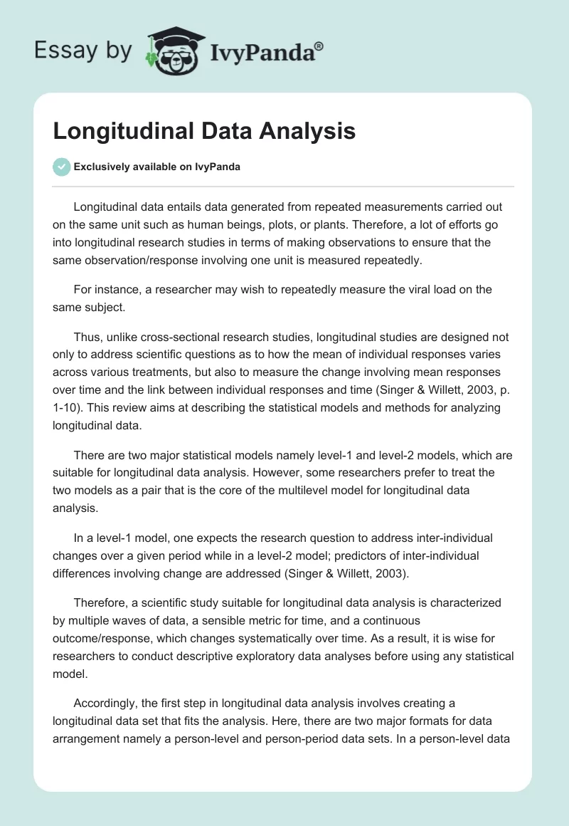 Longitudinal Data Analysis. Page 1