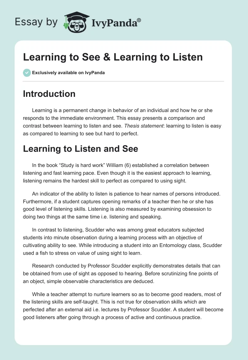 Learning to See & Learning to Listen. Page 1