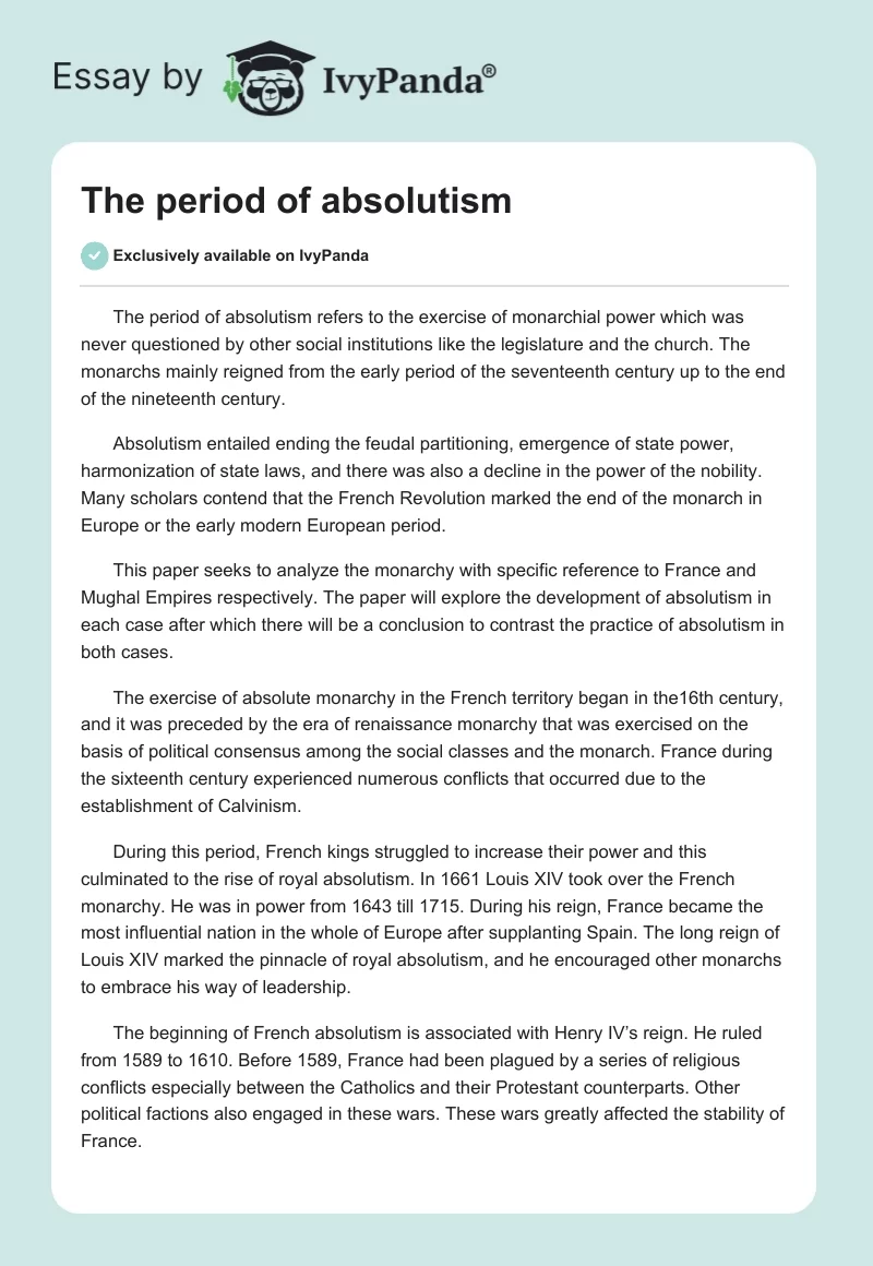 The period of absolutism. Page 1