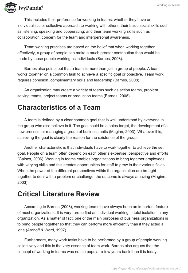 Working in Teams. Page 2