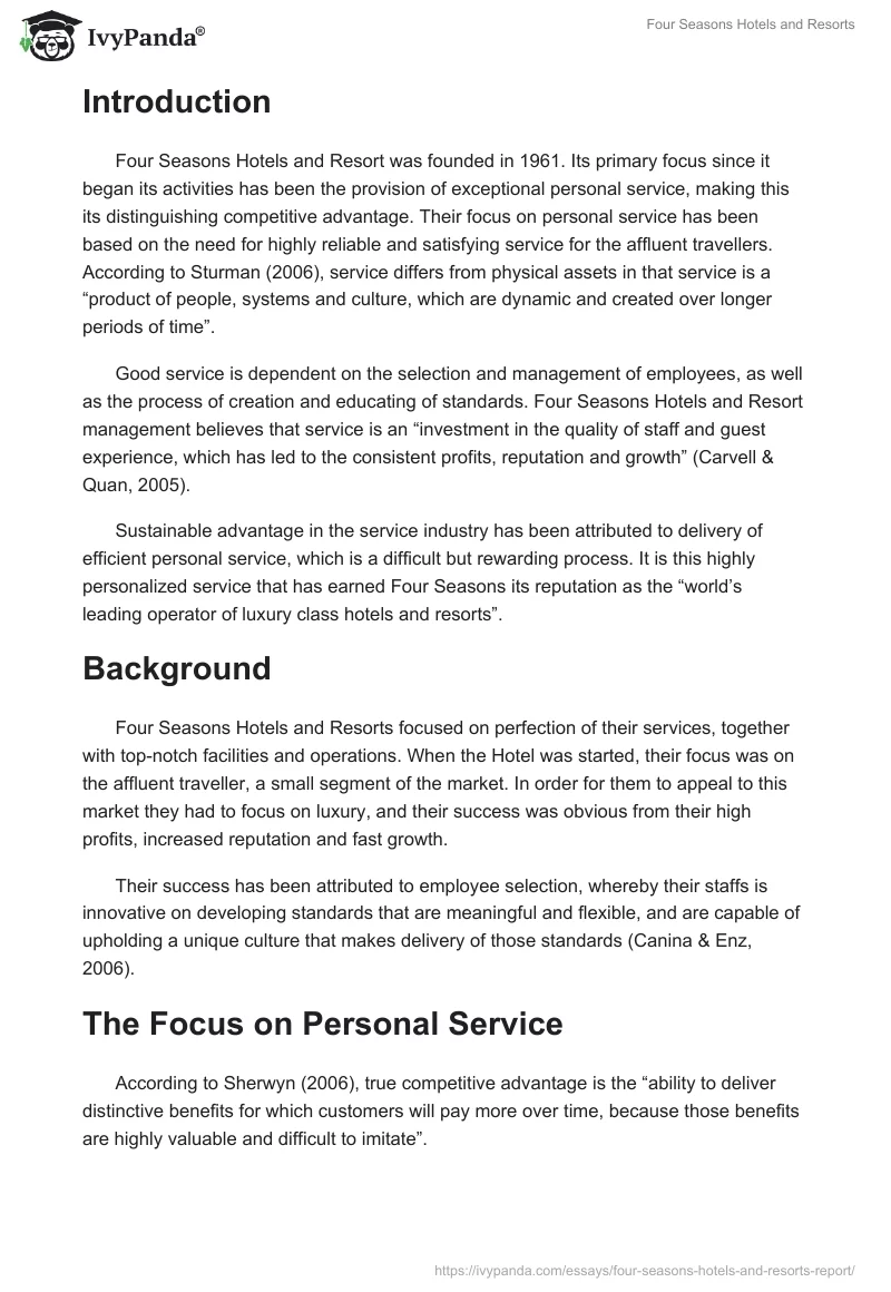 Four Seasons Hotels and Resorts. Page 2