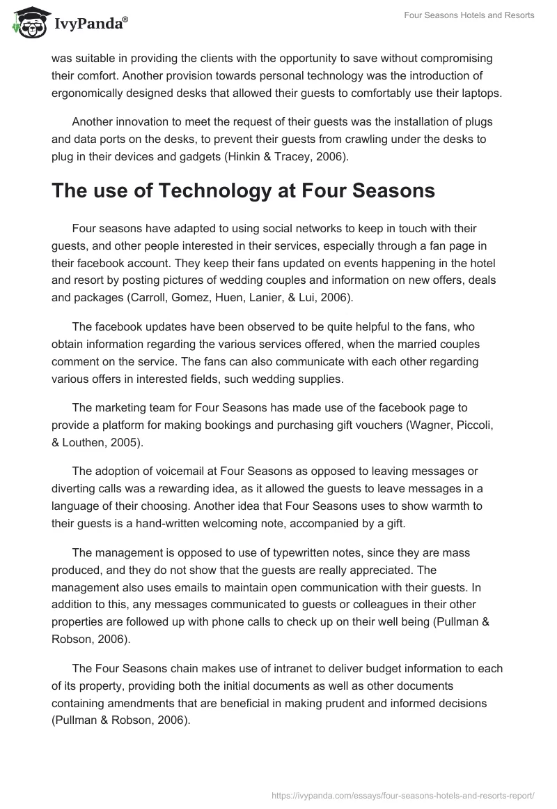 Four Seasons Hotels and Resorts. Page 4