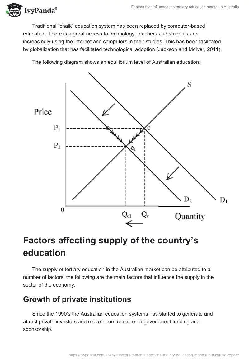 Factors that influence the tertiary education market in Australia. Page 4