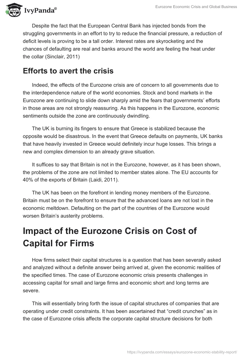 Eurozone Economic Crisis and Global Business. Page 4