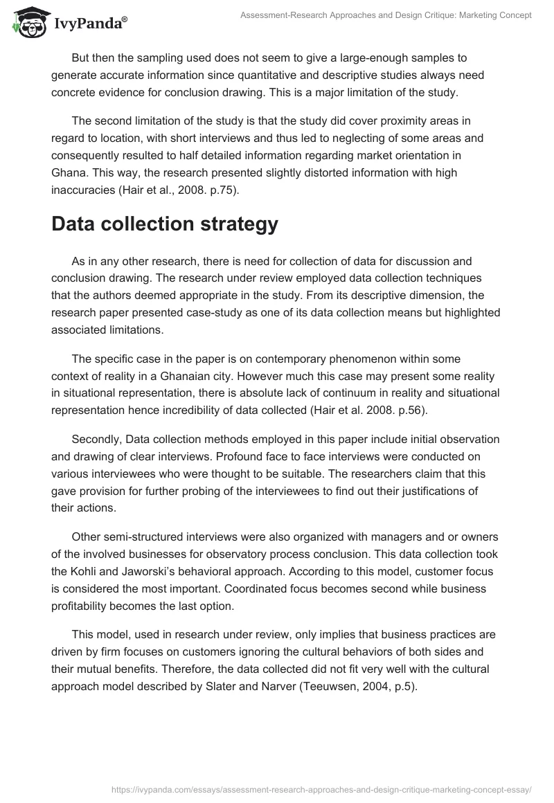 Assessment-Research Approaches and Design Critique: Marketing Concept. Page 4