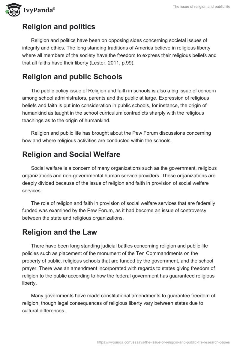 The issue of religion and public life. Page 3
