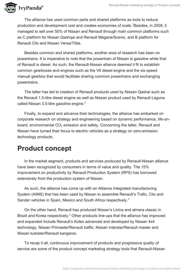 Renault-Nissan marketing strategy in Product concepts. Page 2