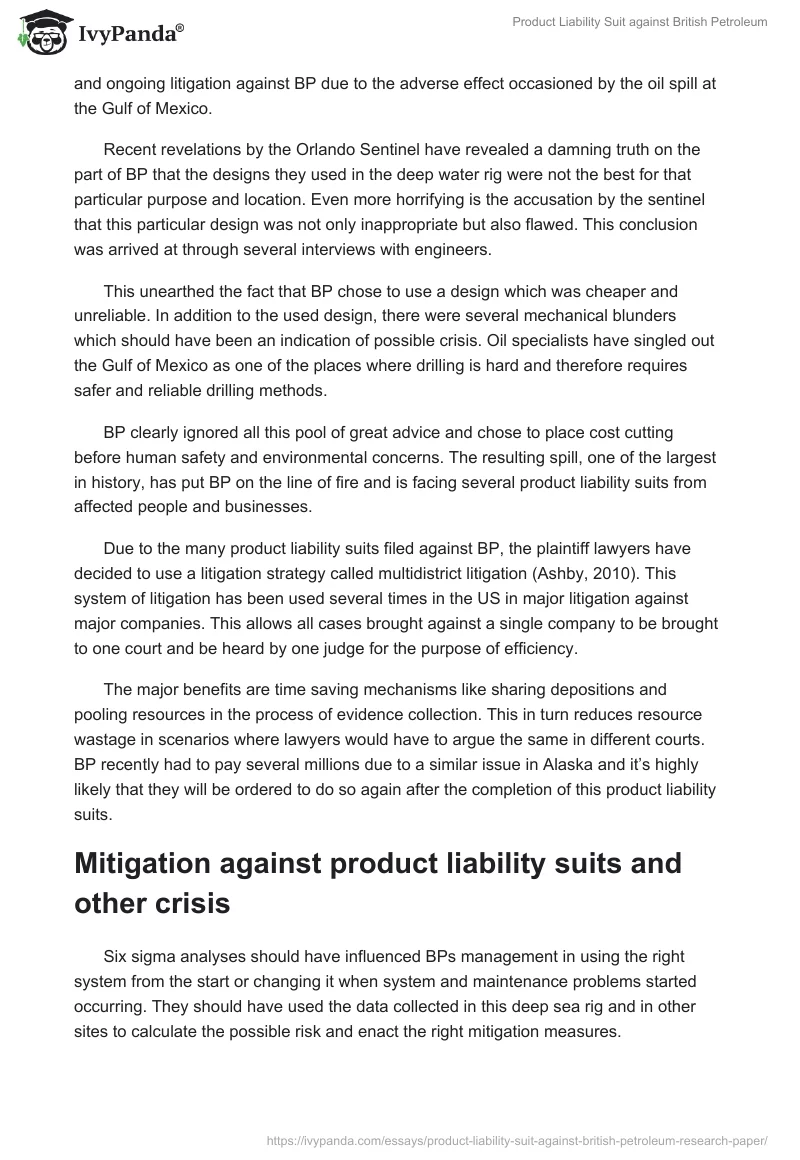 Product Liability Suit Against British Petroleum. Page 2