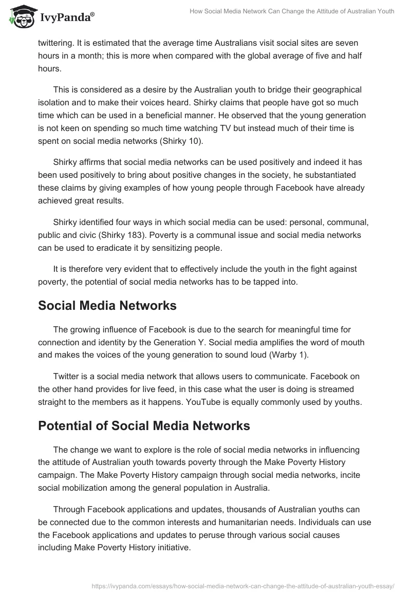 How Social Media Network Can Change the Attitude of Australian Youth. Page 3
