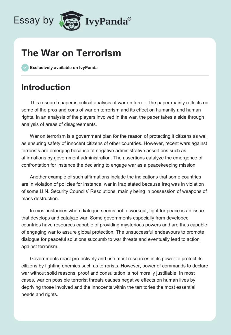 The War on Terrorism. Page 1