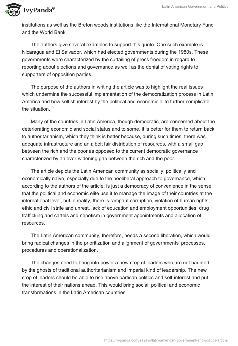 Latin American Government and Politics. Page 2