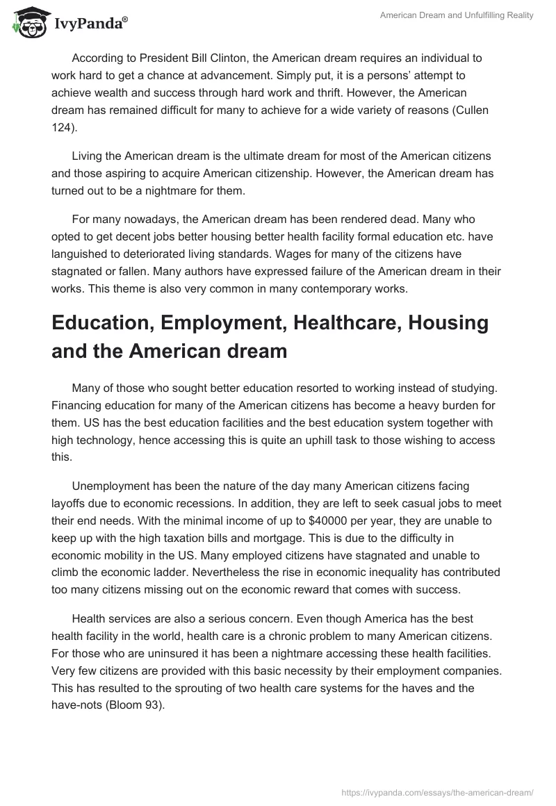 American Dream and Unfulfilling Reality. Page 2