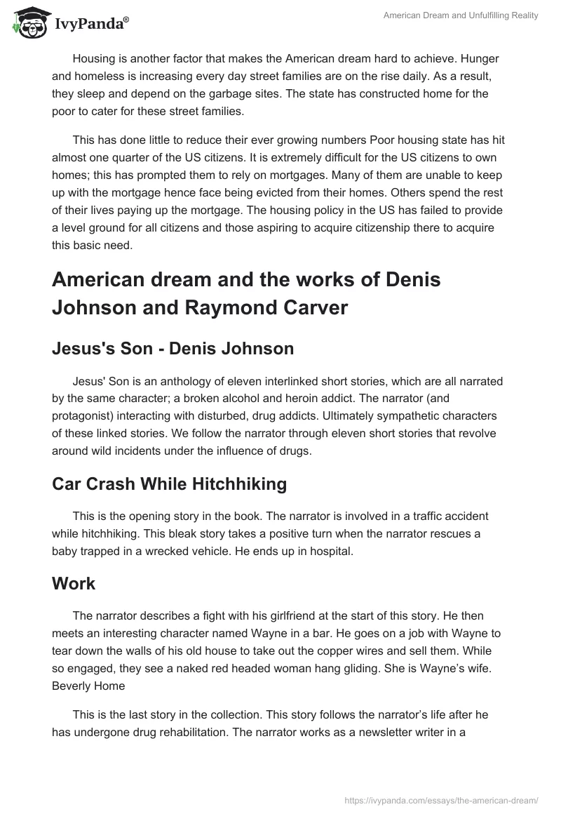 American Dream and Unfulfilling Reality. Page 3