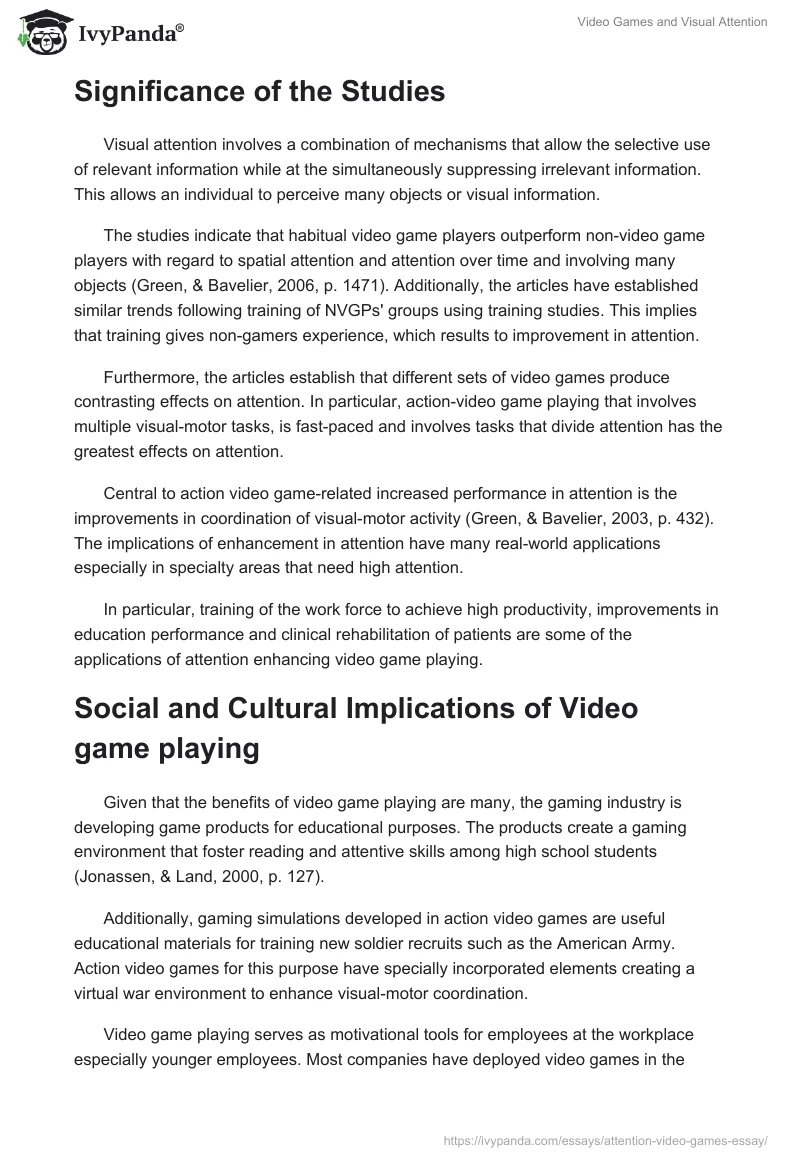 Video Games and Visual Attention. Page 3
