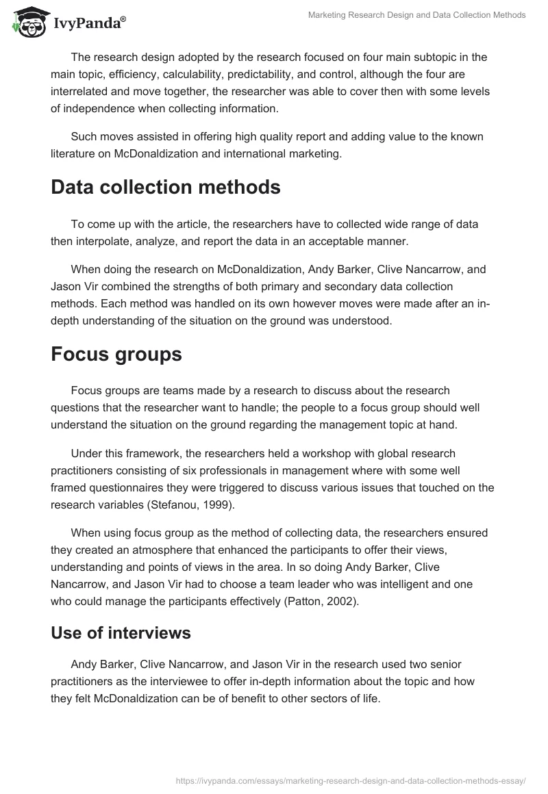 Marketing Research Design and Data Collection Methods. Page 4