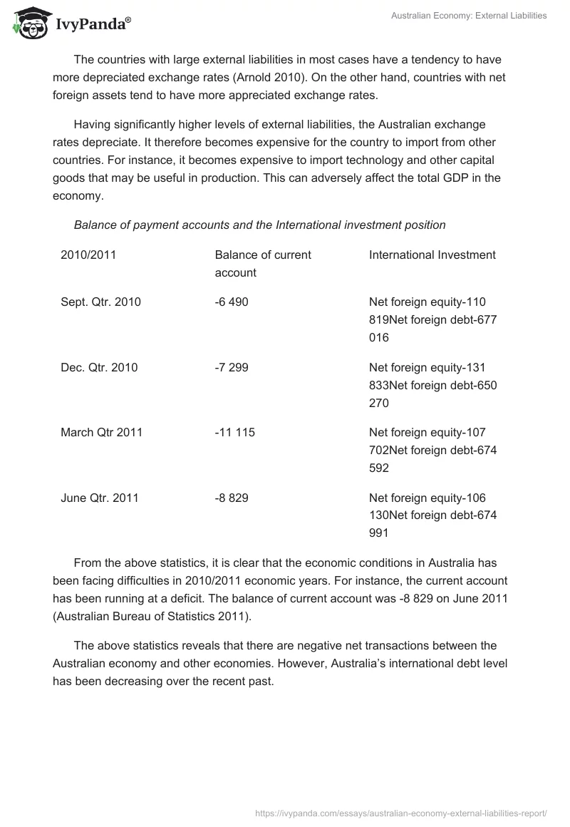 Australian Economy: External Liabilities. Page 2