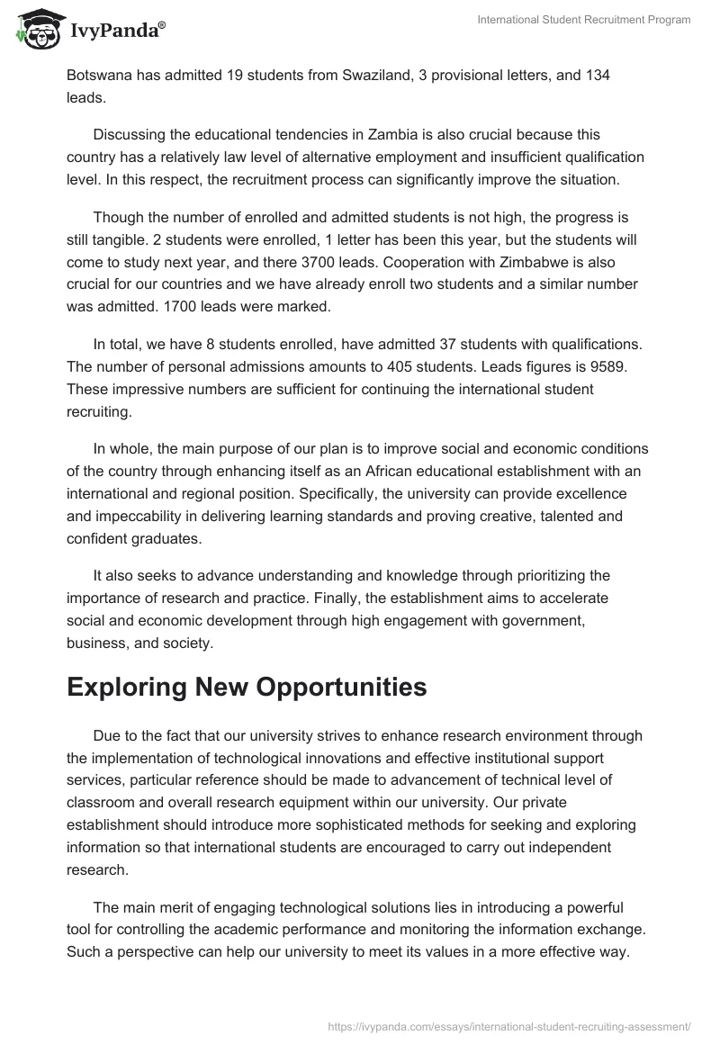 International Student Recruitment Program. Page 3