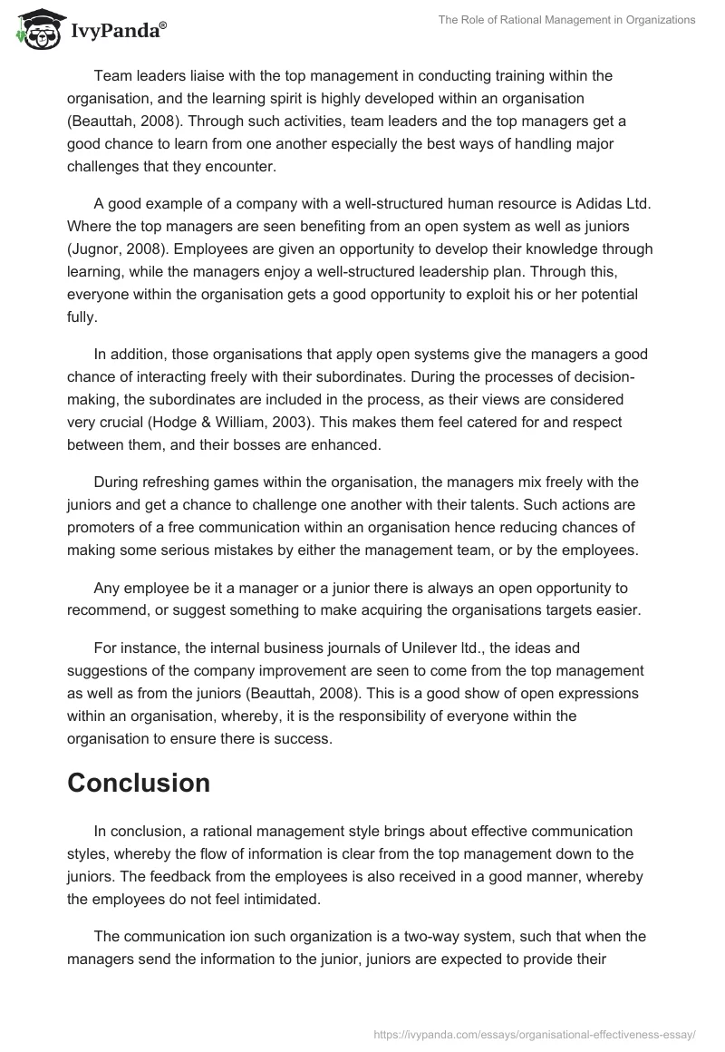 The Role of Rational Management in Organizations. Page 4