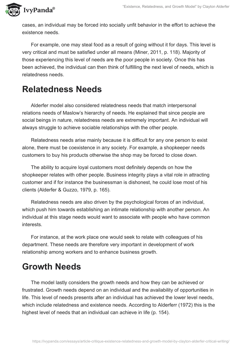 “Existence, Relatedness, and Growth Model” by Clayton Alderfer. Page 2