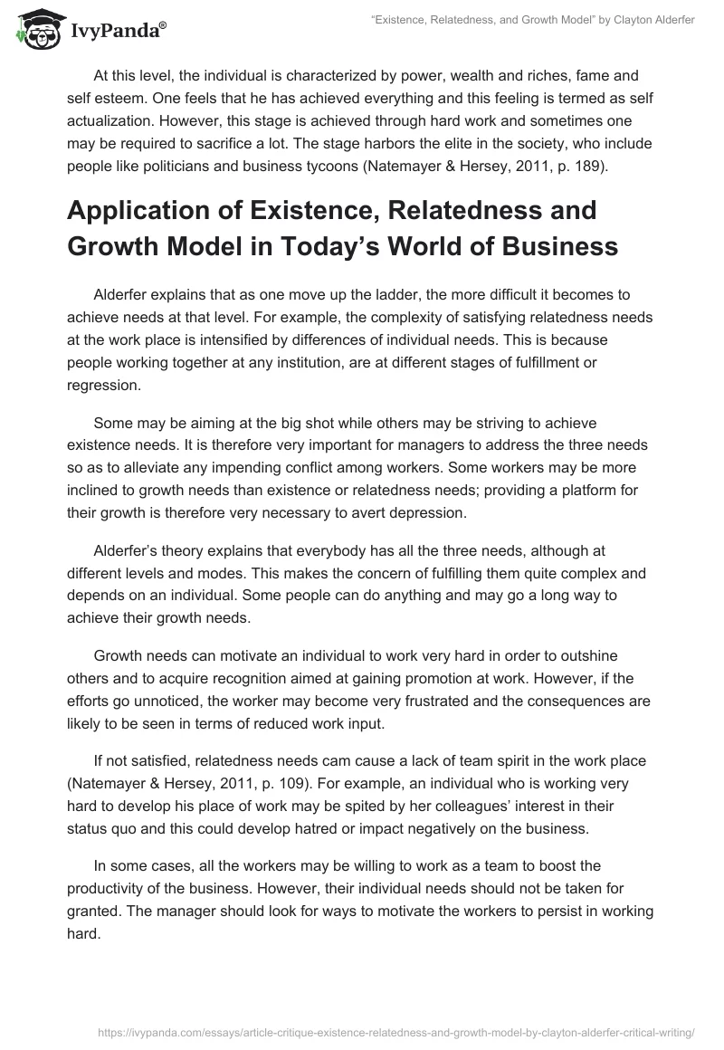 “Existence, Relatedness, and Growth Model” by Clayton Alderfer. Page 3