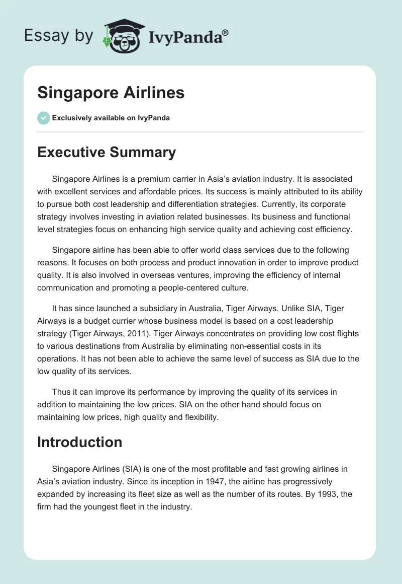 Singapore Airlines. Page 1