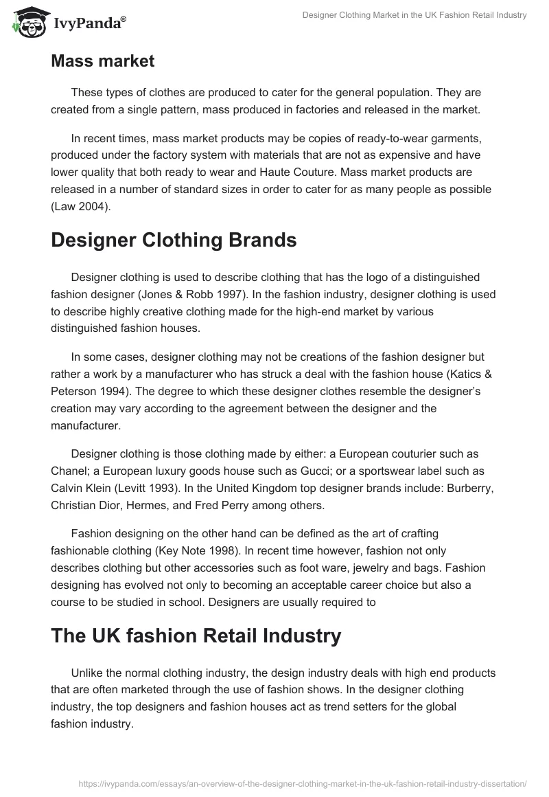 Designer Clothing Market in the UK Fashion Retail Industry. Page 3