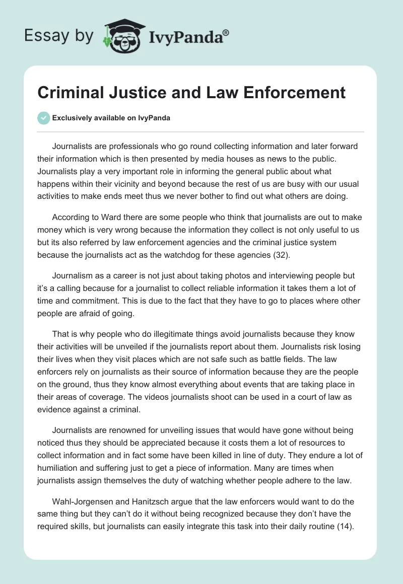 Criminal Justice and Law Enforcement. Page 1