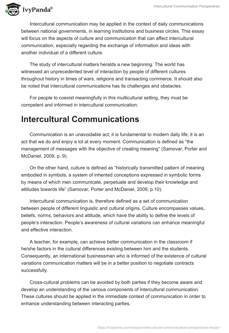 Intercultural Communication Perspectives. Page 2